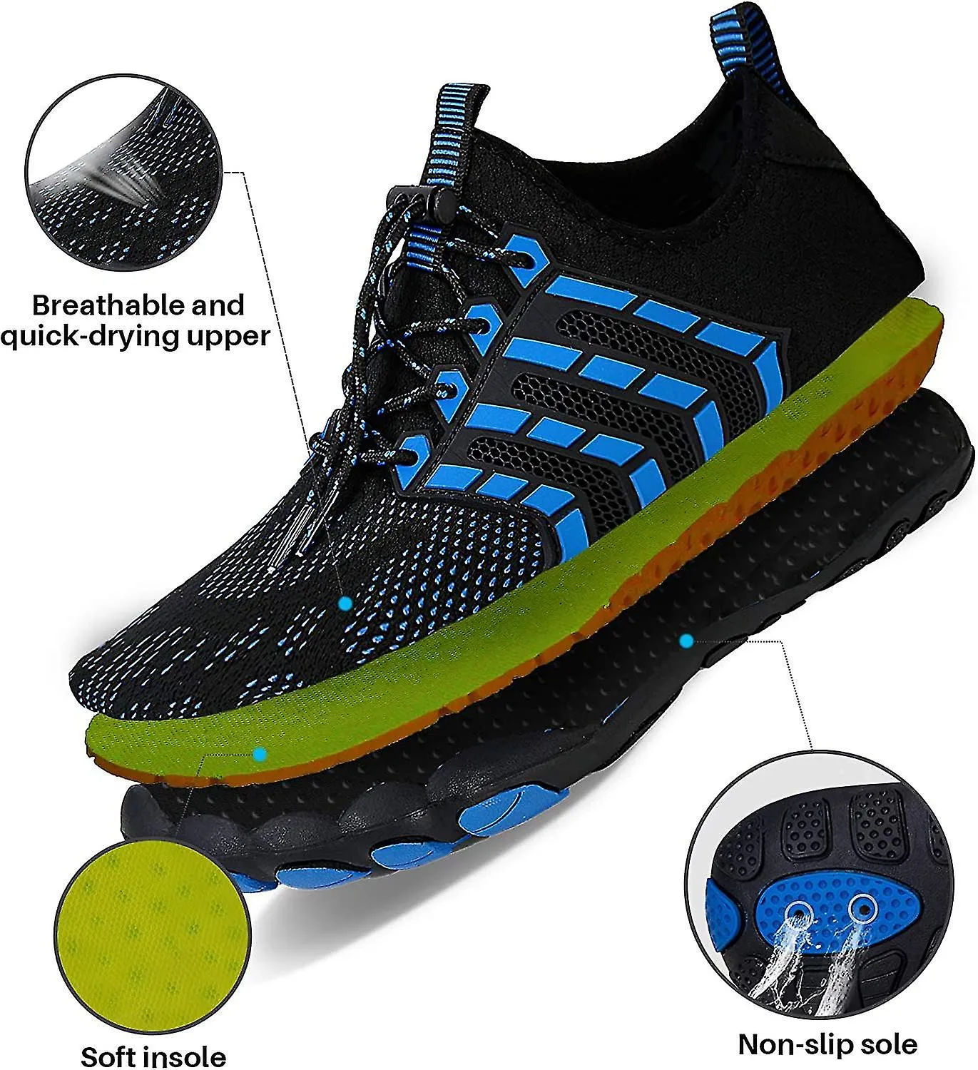BAREFOOT SHOES MENS WOMEN WATER SHOES TRAIL RUNNING BEACH WATER TRAINERS FOR GYM SWIM SNORKELING SURFING3.5 UKZB B BLUE