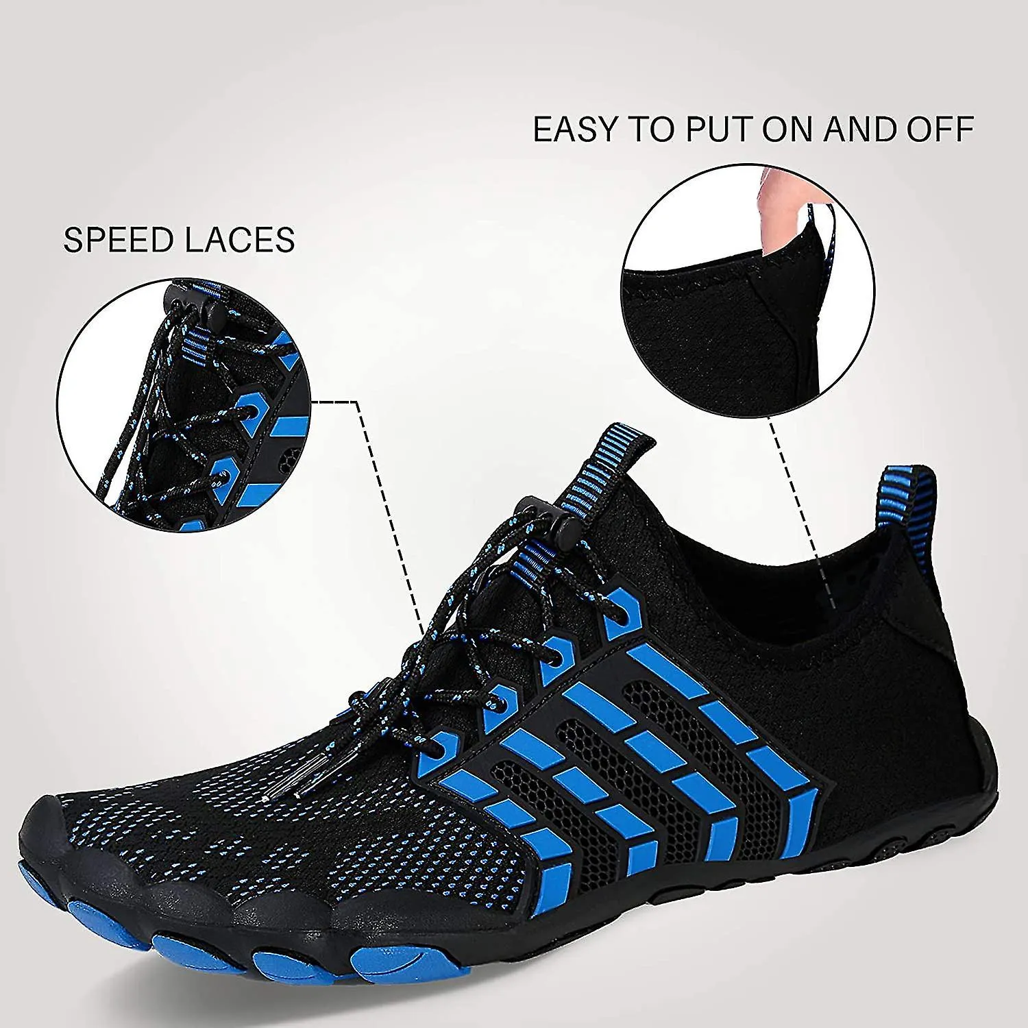 BAREFOOT SHOES MENS WOMEN WATER SHOES TRAIL RUNNING BEACH WATER TRAINERS FOR GYM SWIM SNORKELING SURFING3.5 UKZB B BLUE