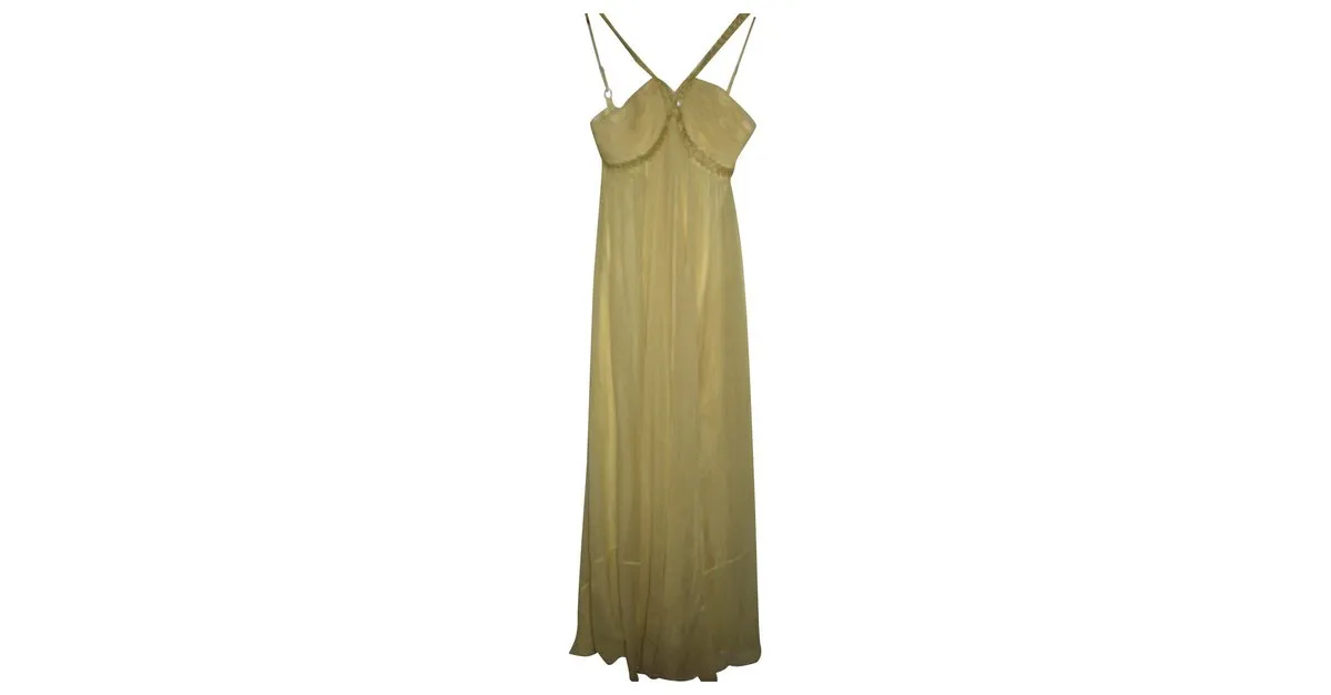Bcbg Max Azria Vestido largo de seda Amarillo 
