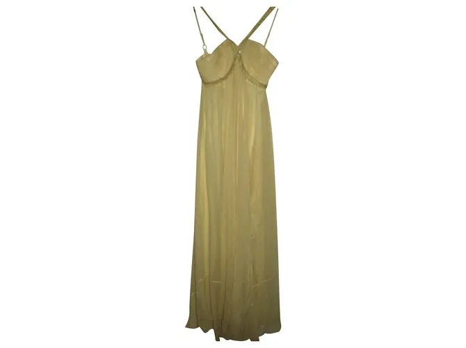 Bcbg Max Azria Vestido largo de seda Amarillo 