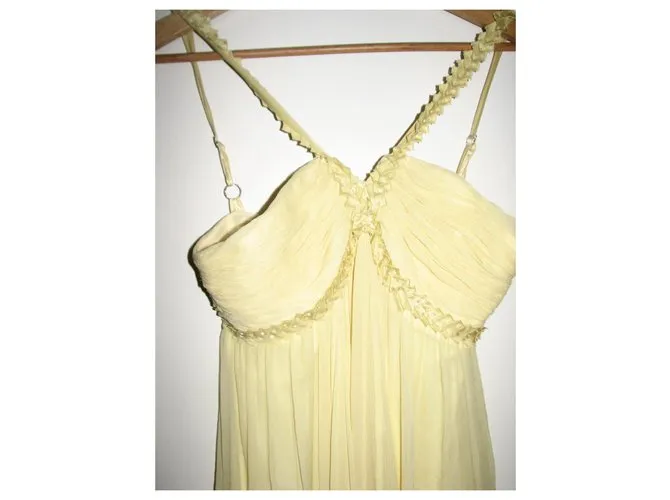 Bcbg Max Azria Vestido largo de seda Amarillo 