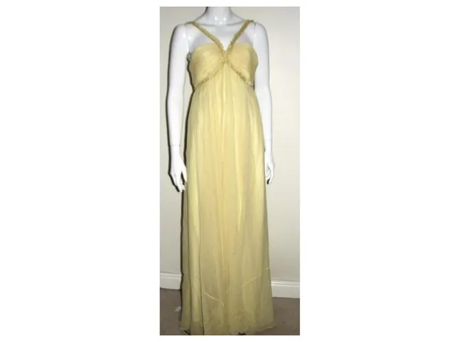 Bcbg Max Azria Vestido largo de seda Amarillo 