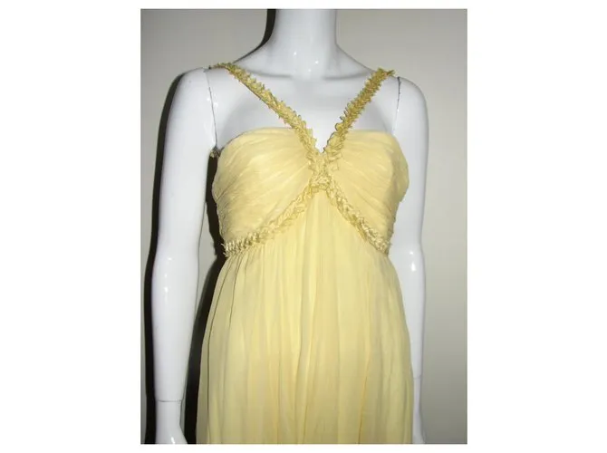 Bcbg Max Azria Vestido largo de seda Amarillo 
