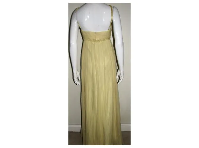 Bcbg Max Azria Vestido largo de seda Amarillo 