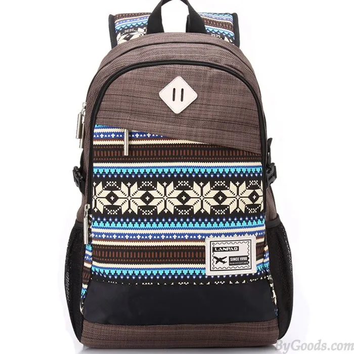 Big Folk Irregular Trunk College Rucksack Totem Camping Travel Canvas Backpack 