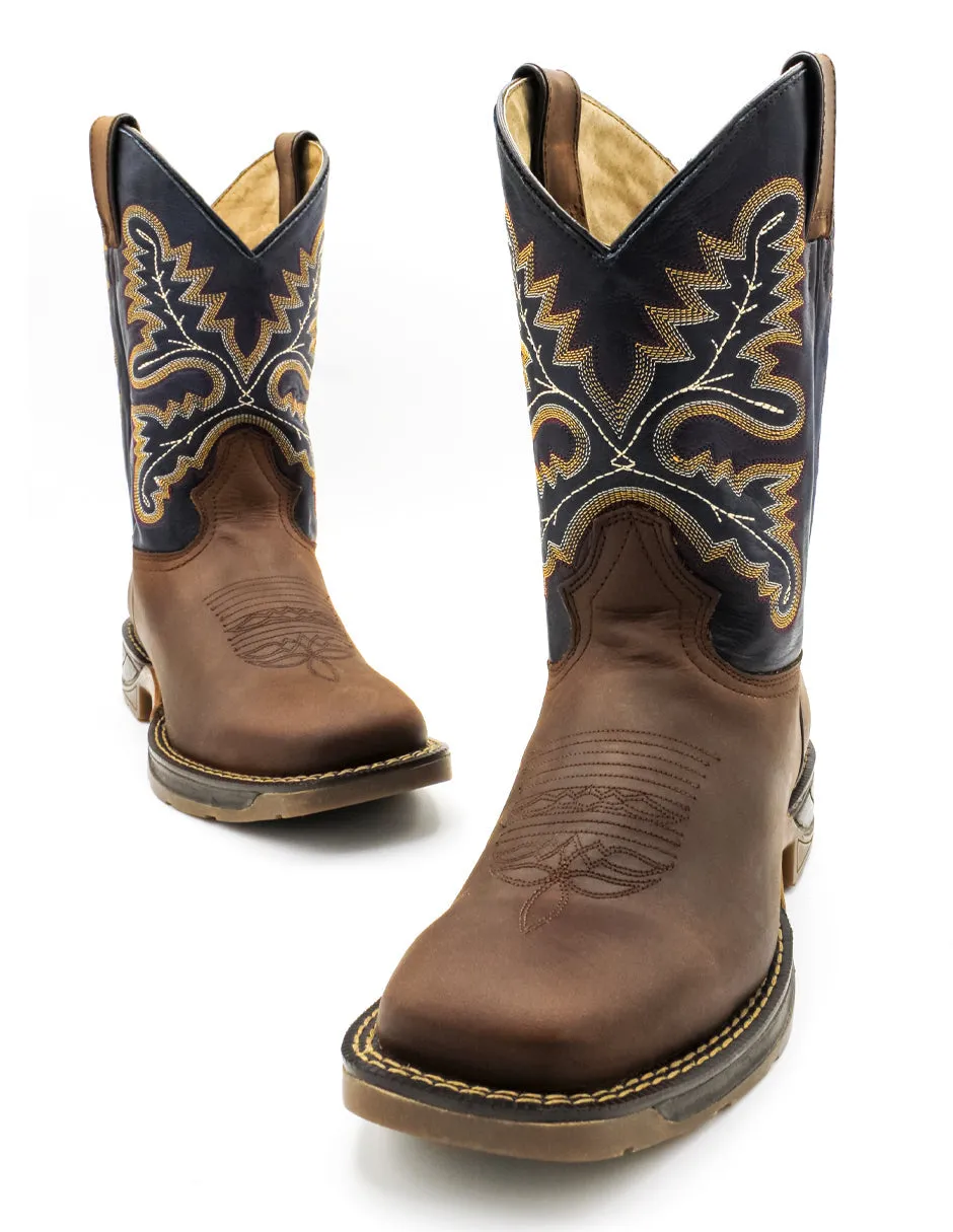 Botas western Exterior Piel Color Azul Para Hombre De RBCOLLECTION