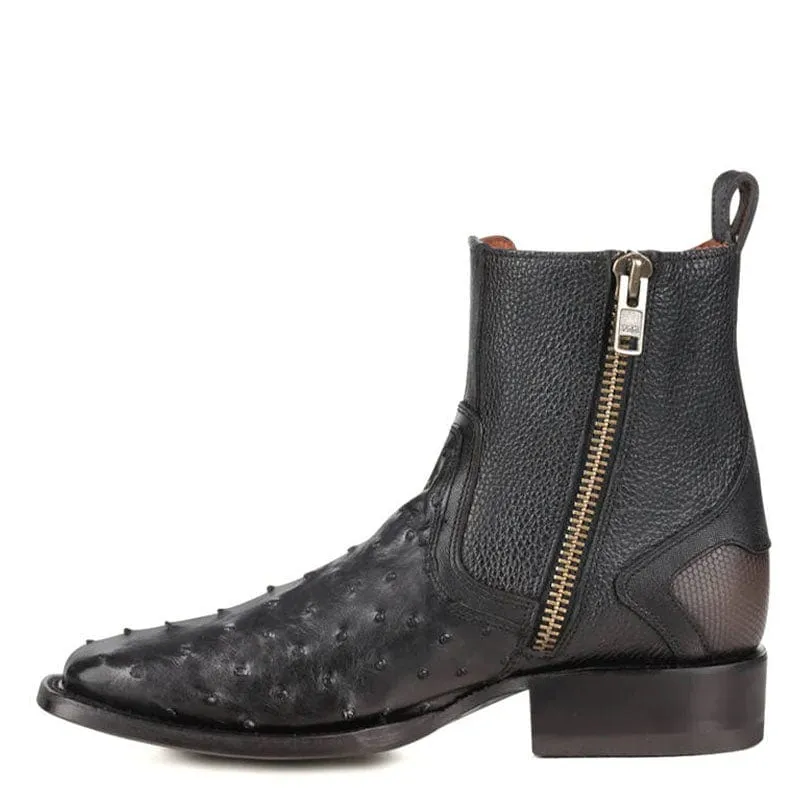 Botin Vaquero Avestruz Negro