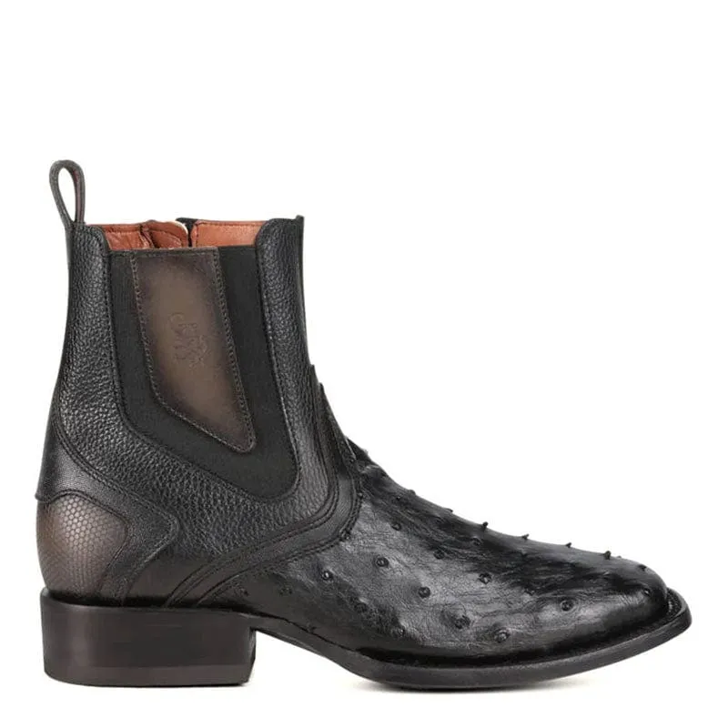 Botin Vaquero Avestruz Negro