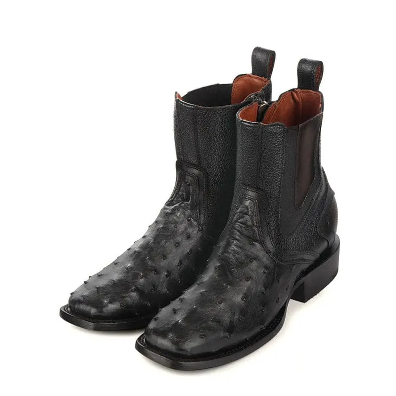 Botin Vaquero Avestruz Negro