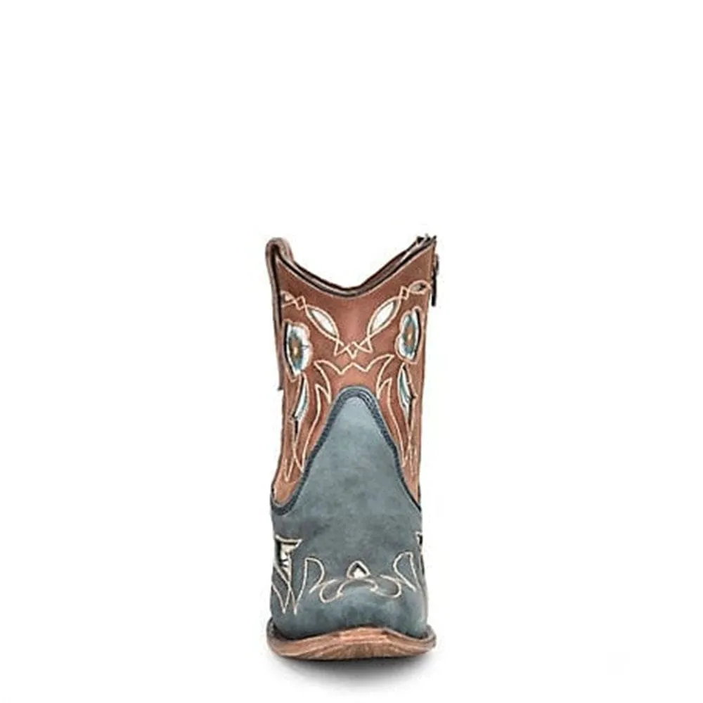 Botin Vaquero Blue/Shedron Inlay & Floral
