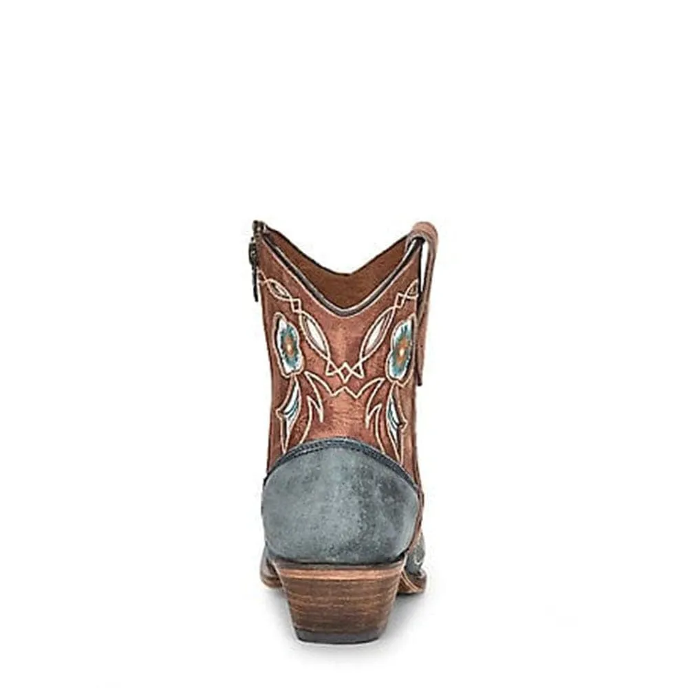 Botin Vaquero Blue/Shedron Inlay & Floral