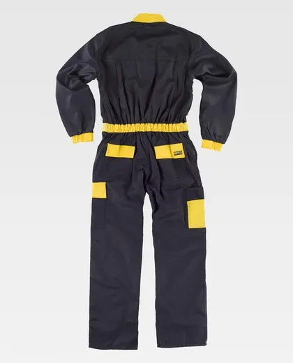 Buzo linea 2 con cintura y tapetas combinadas Negro Amarillo