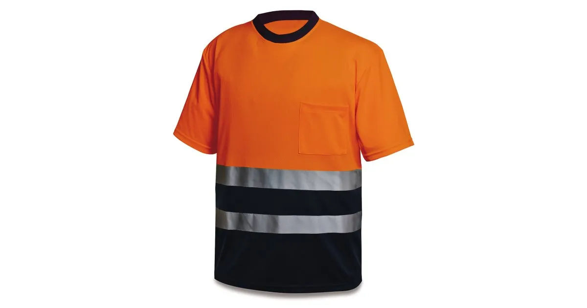 Camiseta Alta Visibilidad poliéster naranja/azul marino 150 gr.