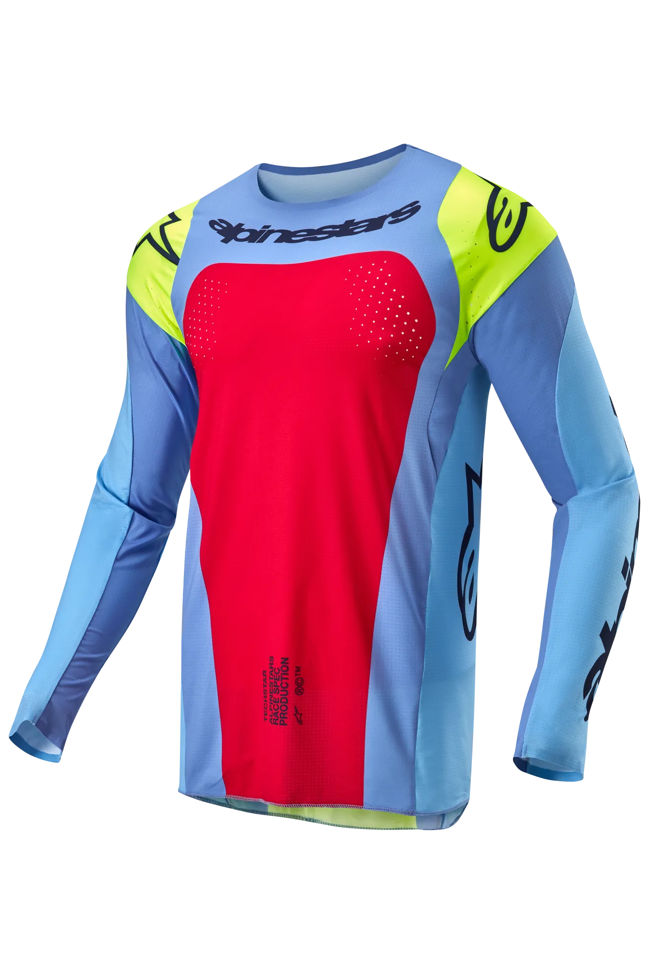 CAMISETA DE CROSS ALPINESTARS TECHSTAR OCURI AZUL CLAROAMARILLO FLUOROJO