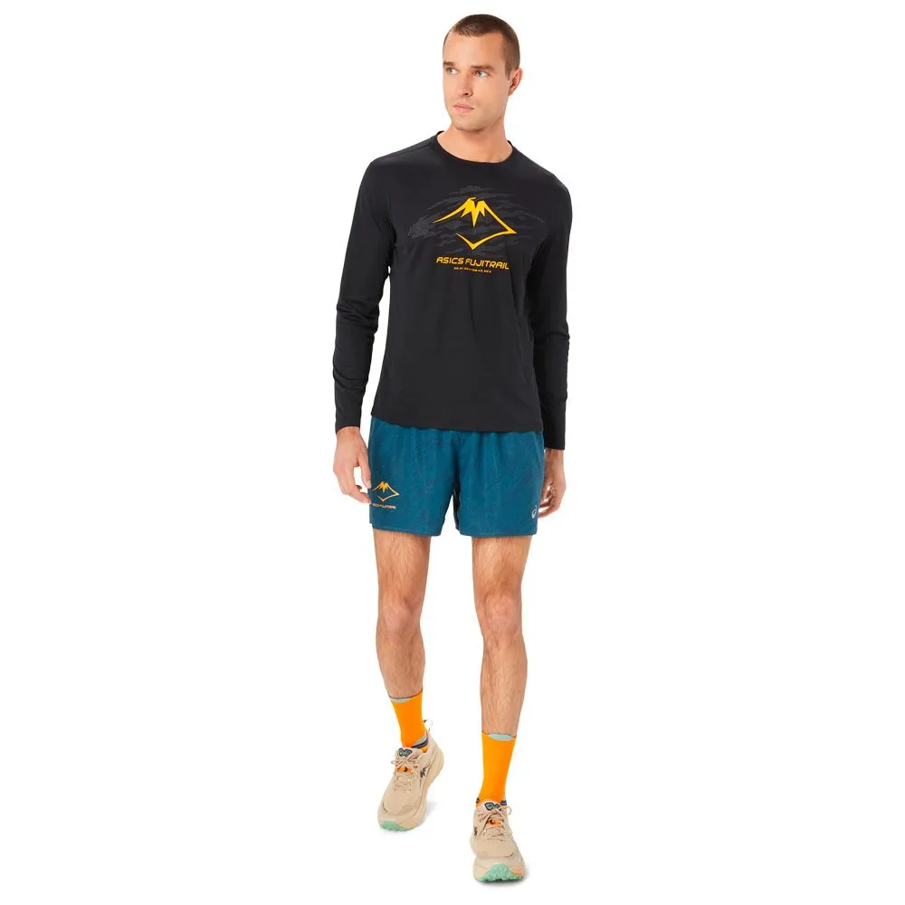 Camiseta de trail Asics Fujitrail Logo Ls Top Performance Black Carbon Fellow Yellow