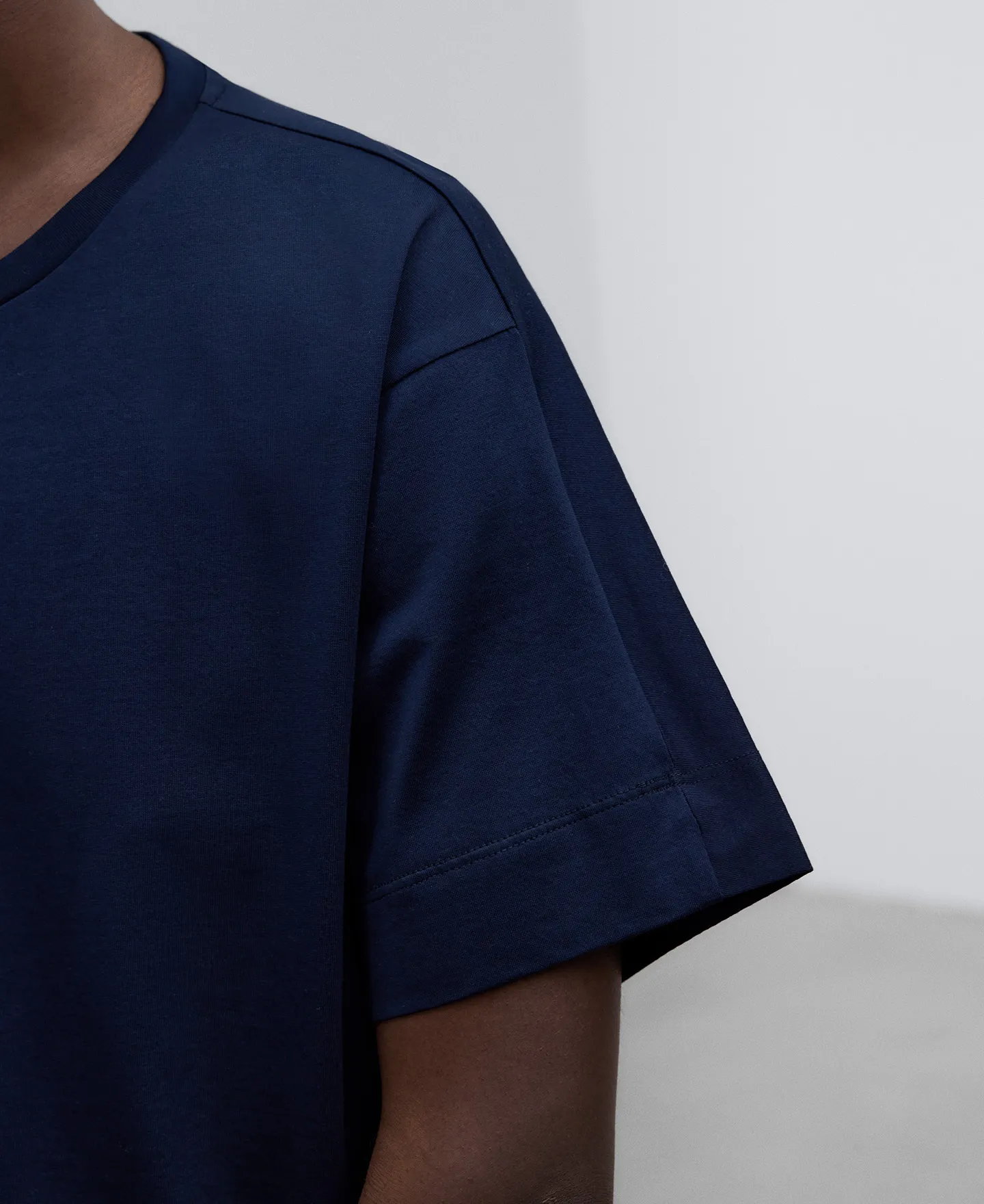 Camiseta en algodón azul marino mujer