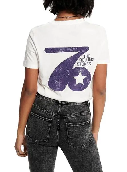 camiseta only rolling stones blanco mujer