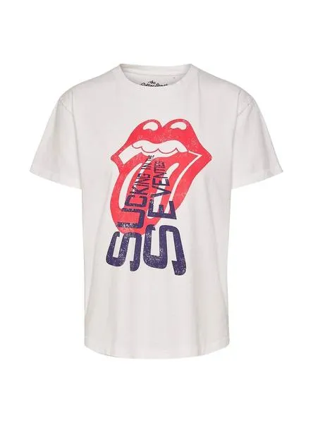 camiseta only rolling stones blanco mujer
