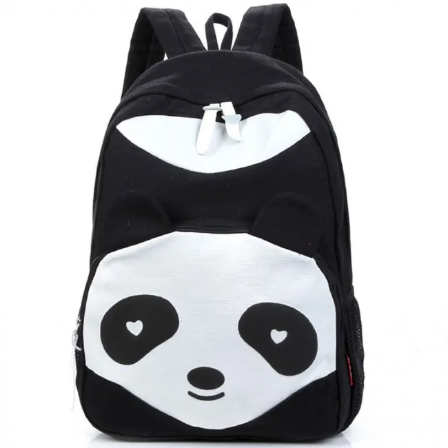Cartoon Cute Panda School Rucksack Animal College Canvas Backpack