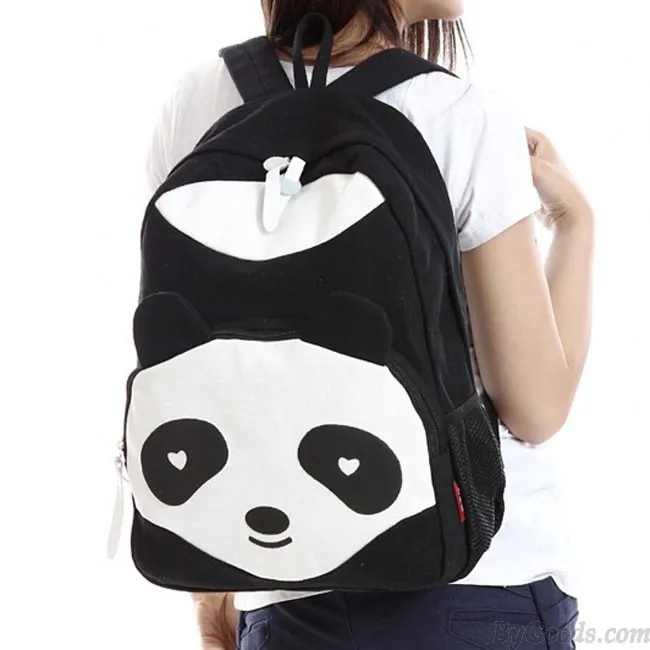 Cartoon Cute Panda School Rucksack Animal College Canvas Backpack