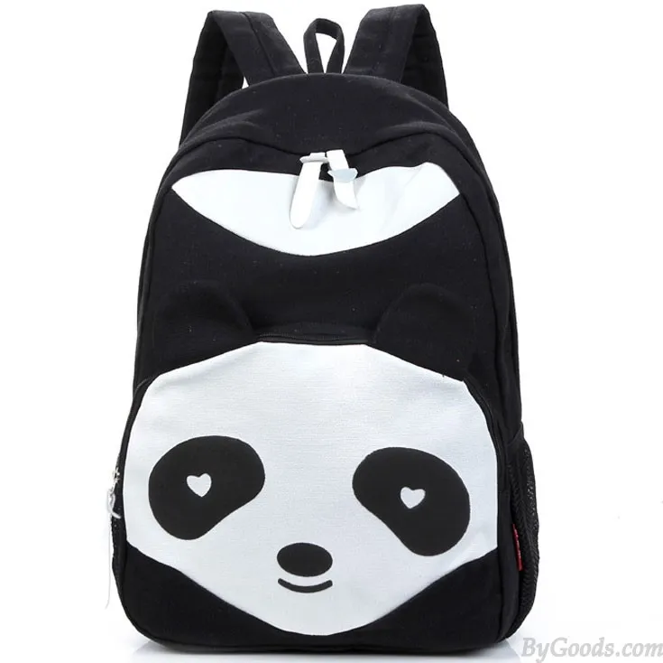Cartoon Cute Panda School Rucksack Animal College Canvas Backpack