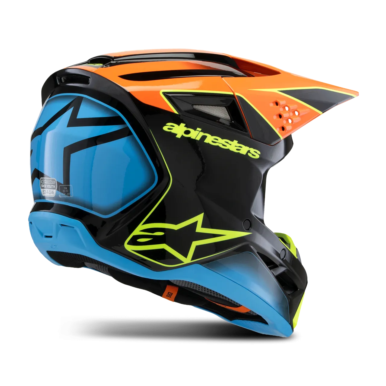 CASCO DE CROSS NIñO ALPINESTARS SM3 FRAY ECE06 NEGRONARANJAAMARILLO FLúOR 