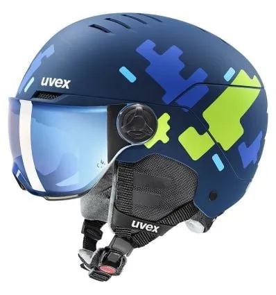 Casque visière Uvex Rocket Junior Visor (blue puzzle) enfant