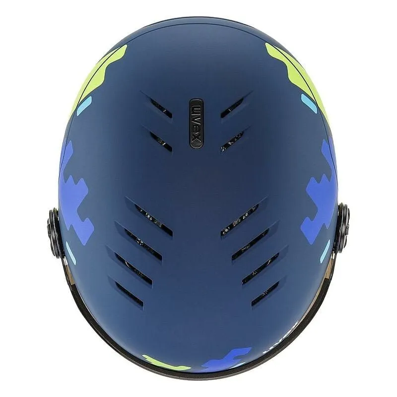 Casque visière Uvex Rocket Junior Visor (blue puzzle) enfant
