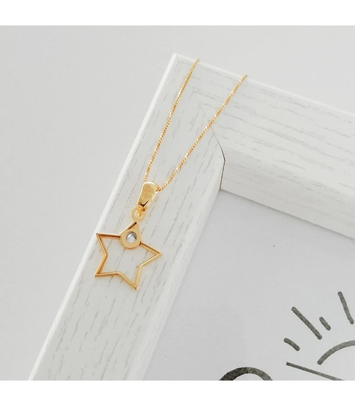 Colgante Space Oro Amarillo 18K Estrella line 12mm