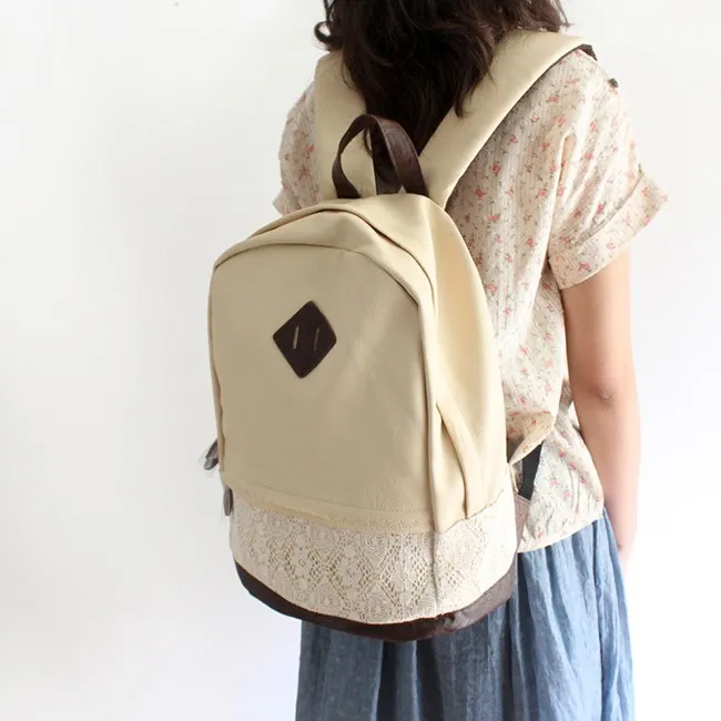 College Cute Spliced Lace Backpack