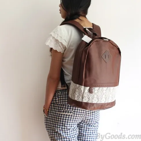 College Cute Spliced Lace Backpack