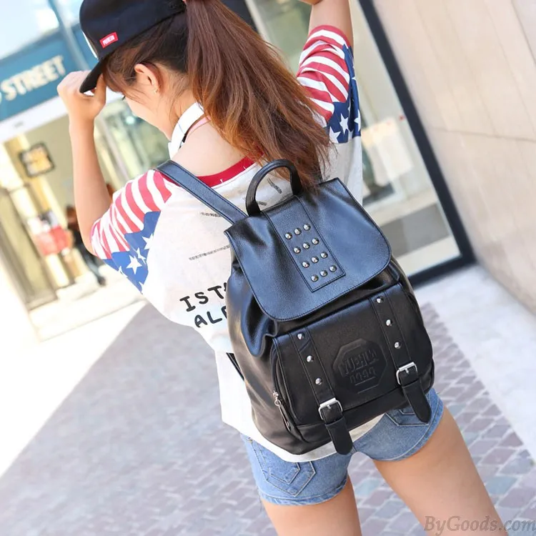College Style Double Arrow Rivet Backpack