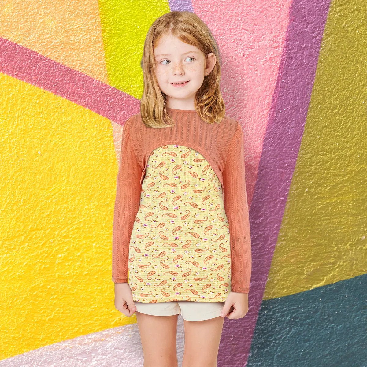 Conjunto de Blusa con Vestido para Nia, color Amarillo