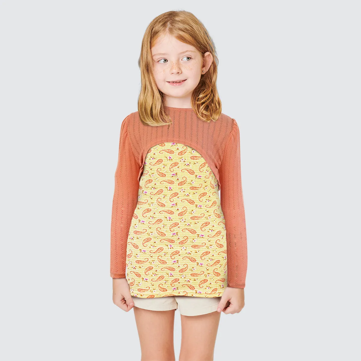 Conjunto de Blusa con Vestido para Nia, color Amarillo