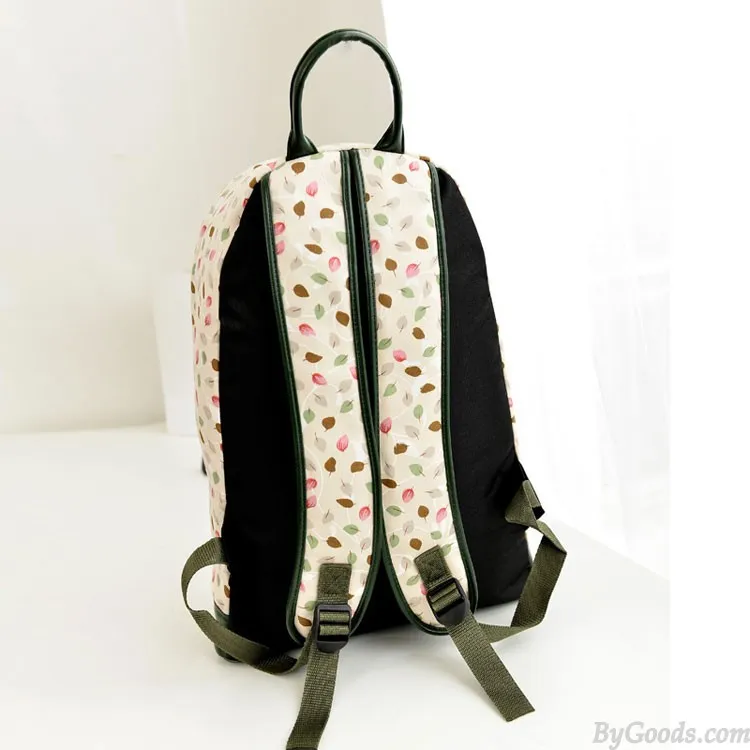 Cute College Style Owl & Leaves Canvas Backpack