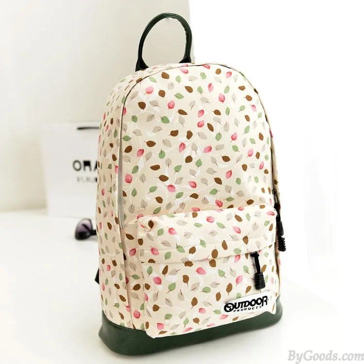 Cute College Style Owl & Leaves Canvas Backpack