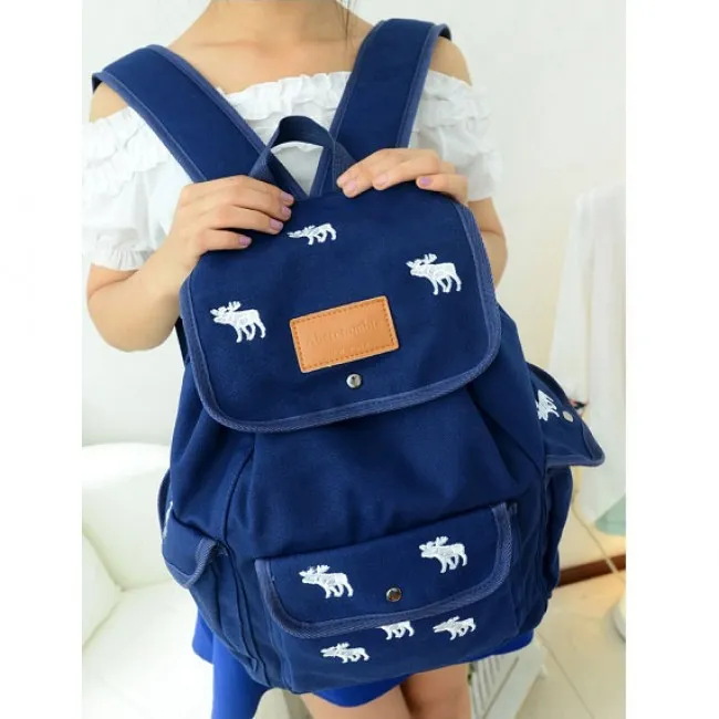 Cute Leisure White Deer Canvas Backpack