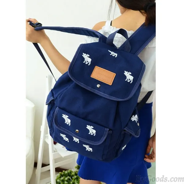 Cute Leisure White Deer Canvas Backpack