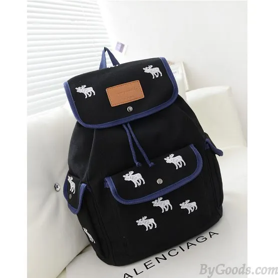 Cute Leisure White Deer Canvas Backpack