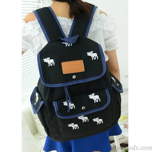 Cute Leisure White Deer Canvas Backpack