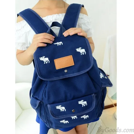 Cute Leisure White Deer Canvas Backpack