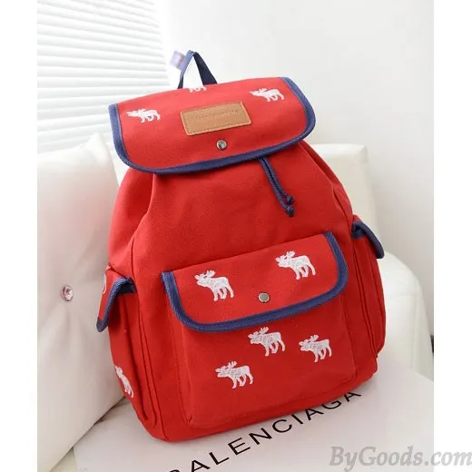Cute Leisure White Deer Canvas Backpack