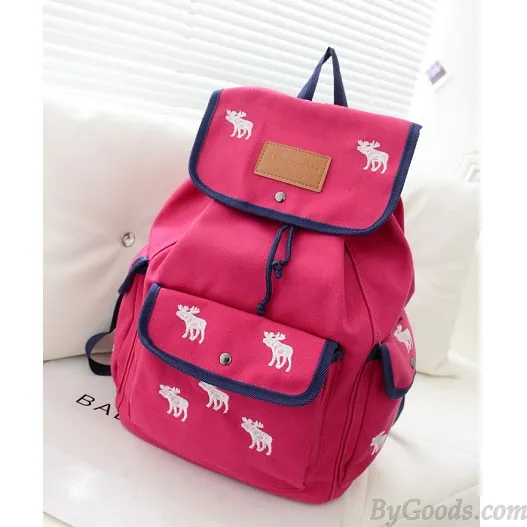Cute Leisure White Deer Canvas Backpack