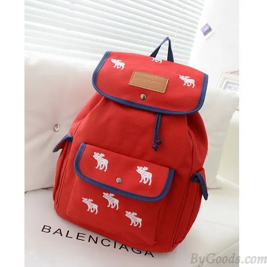 Cute Leisure White Deer Canvas Backpack