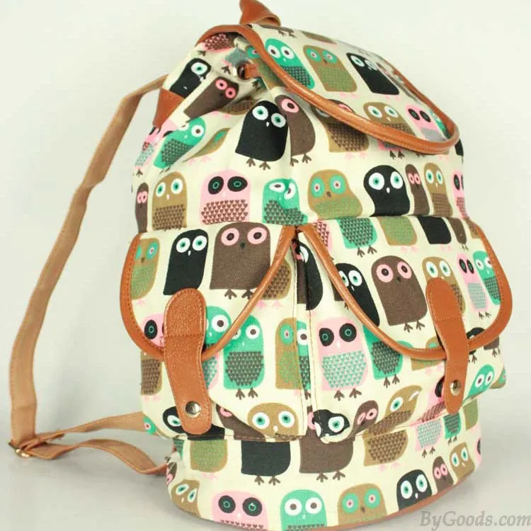 Cute Owl Printing Leisure Backpack