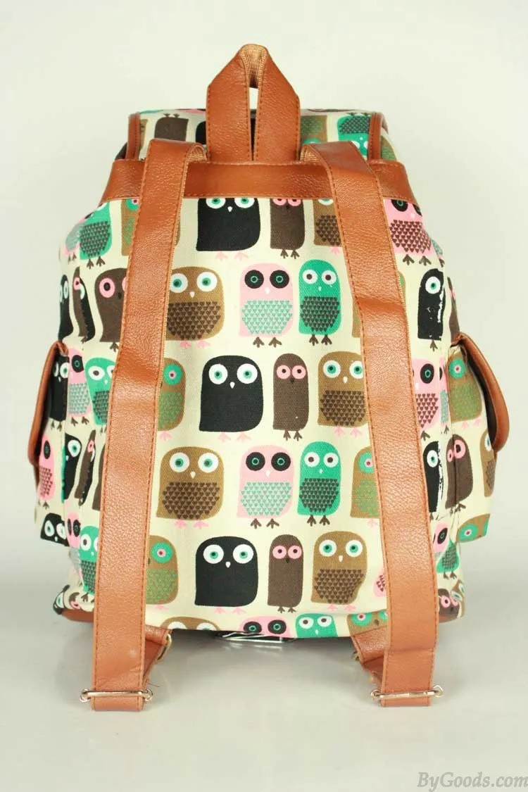 Cute Owl Printing Leisure Backpack