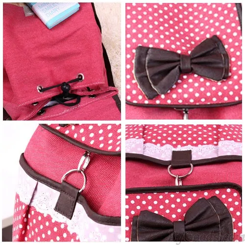 CUTE POLKADOT BOW LACE CANVAS BACKPACK