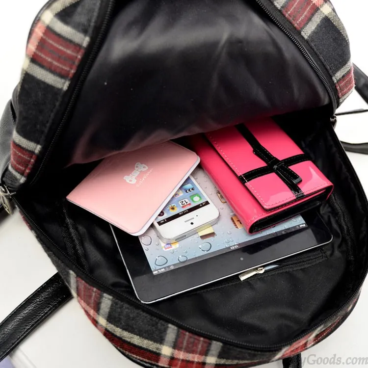 Cute Striped Plaid Canvas Backpack