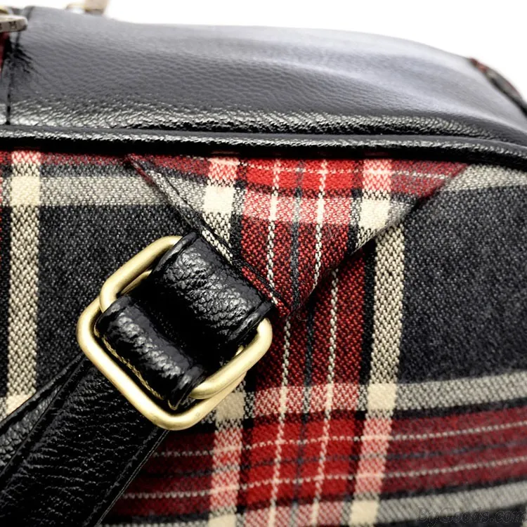 Cute Striped Plaid Canvas Backpack