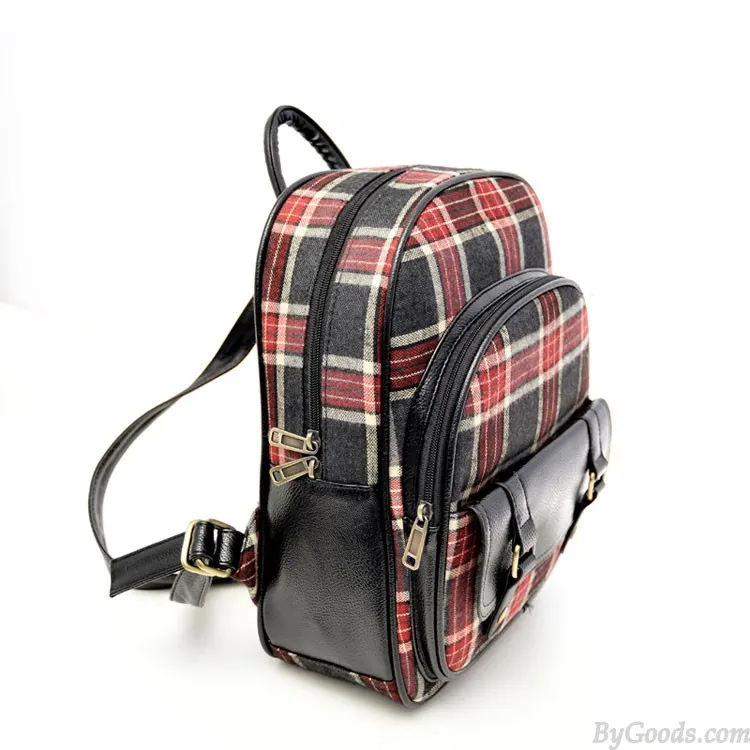 Cute Striped Plaid Canvas Backpack